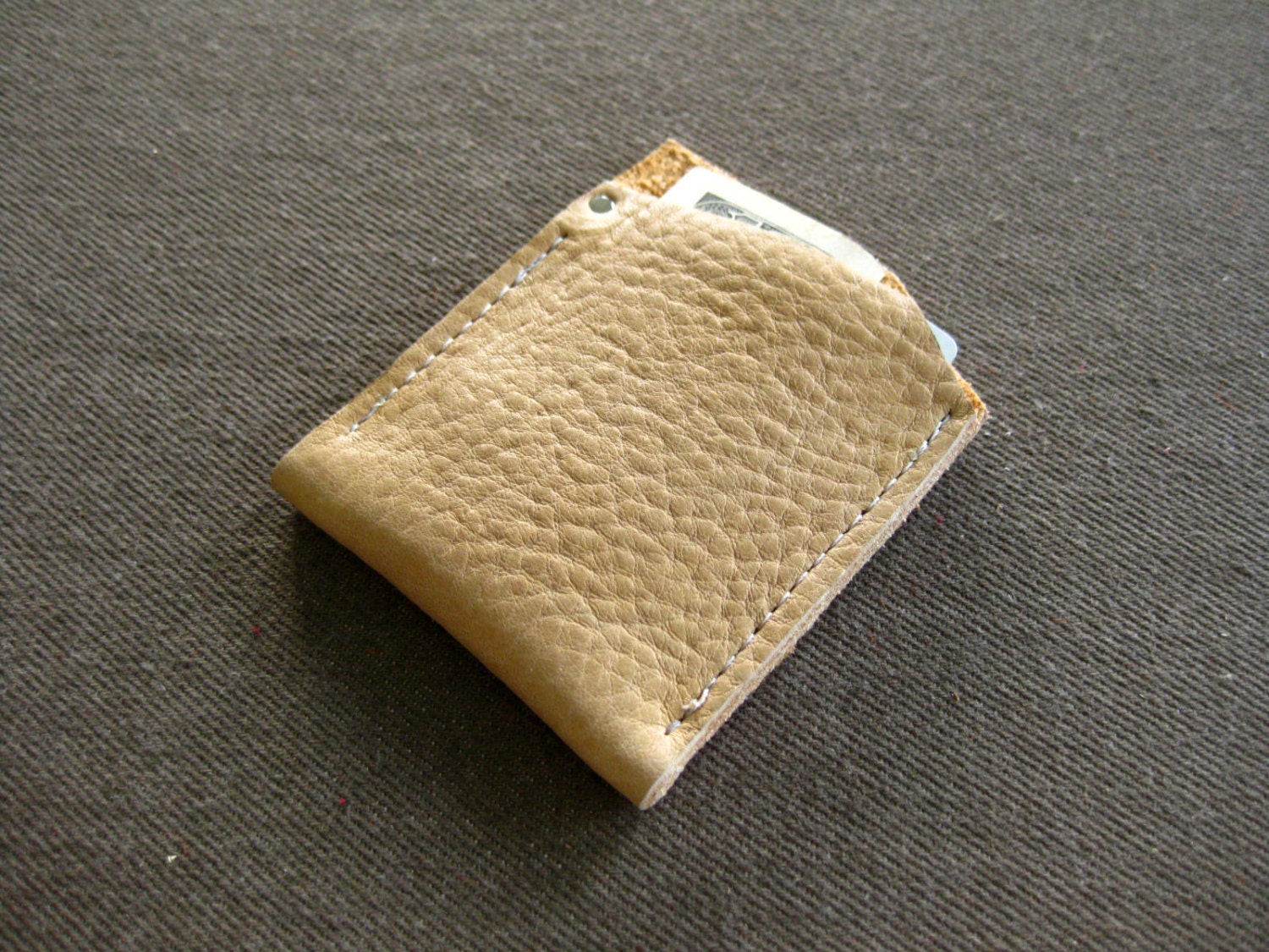 Pocket wallet - Bone bullhide leather