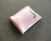 Pocket wallet - Smooth pale pink leather