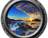 Sunset Blues Porthole Vinyl Wall Decal
