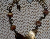 Vintaj Textured Butterfly Czech Glass Beaded Bracelet