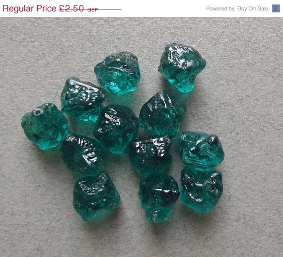 Vintage textured green beads