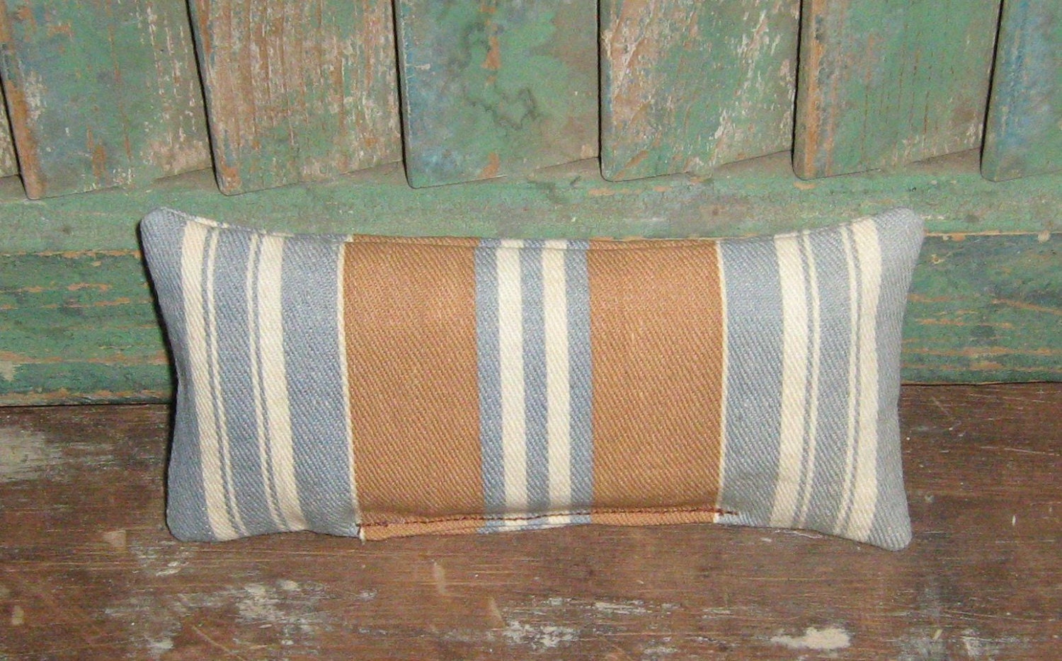 Lavender Sachet Antique Ticking Pillow Tuck Bowl Filler - blue tan khaki white