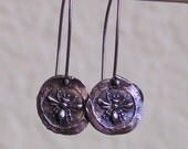 Bee Coin Fine Silver earring with Buddha on the back.