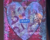 ORIGINAL GRUNGY "Heart" Love Art Collage Mixed Media