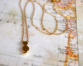 tiny kitty- matte gold plated cat necklace- drawn cable chain