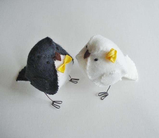 Fabric wedding cake topper bird decoration - keepsake - momento
