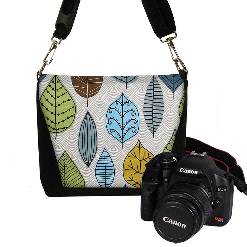Small SLR Camera Bag Dslr Camera Bag Purse MINI Womens Camera Case Water Resistant Leaf blue green