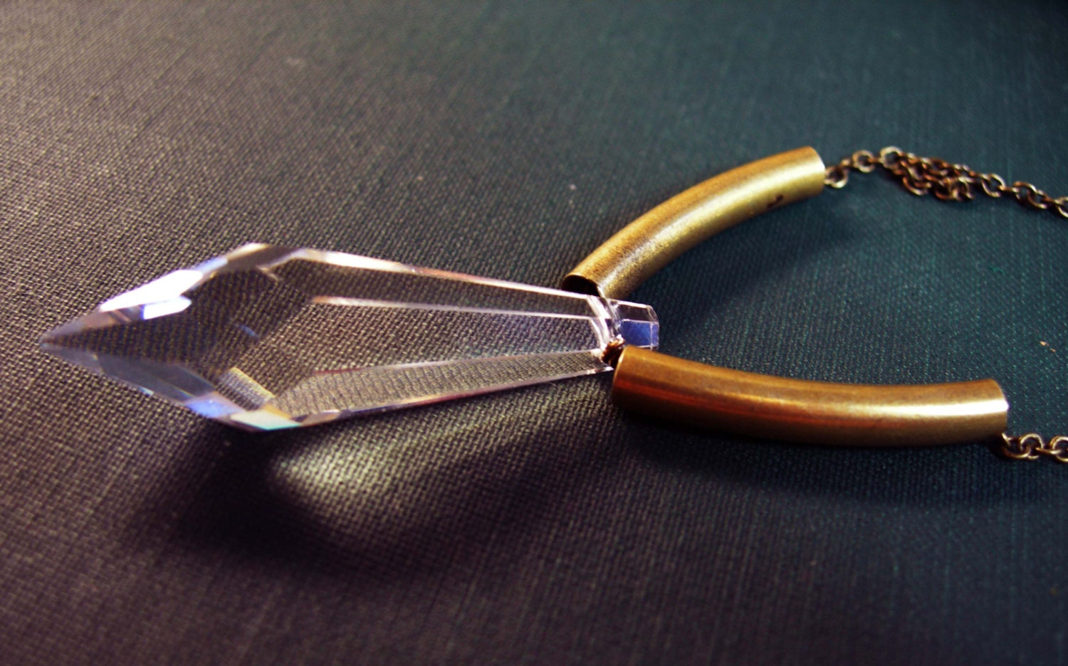 Statement Necklace, Crystal Necklace, Modern Necklace, Brass Metal Necklace