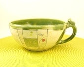 Olive Green Latte Cup or Soup bowl with handle SM40 IN STOCK / handmade soup mug holds 20 ounces Graduate Gift