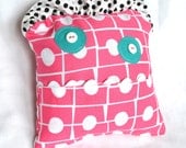 Tooth Fairy Monster Pillow - Pink Mosaic with Polka Dot Hair