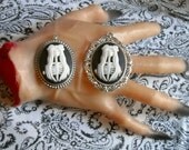 Spooky Cute Skeleton Girl Cameo Pendant or Brooch