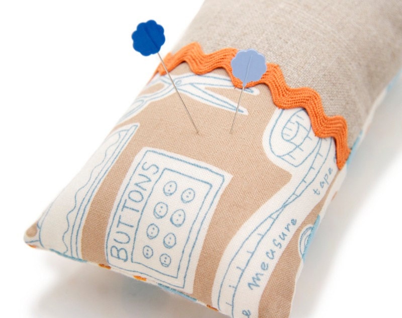 Linen Sewing Pincushion, Patchwork, Handmade Zakka, Kawaii Pincushion, Japanese Fabric