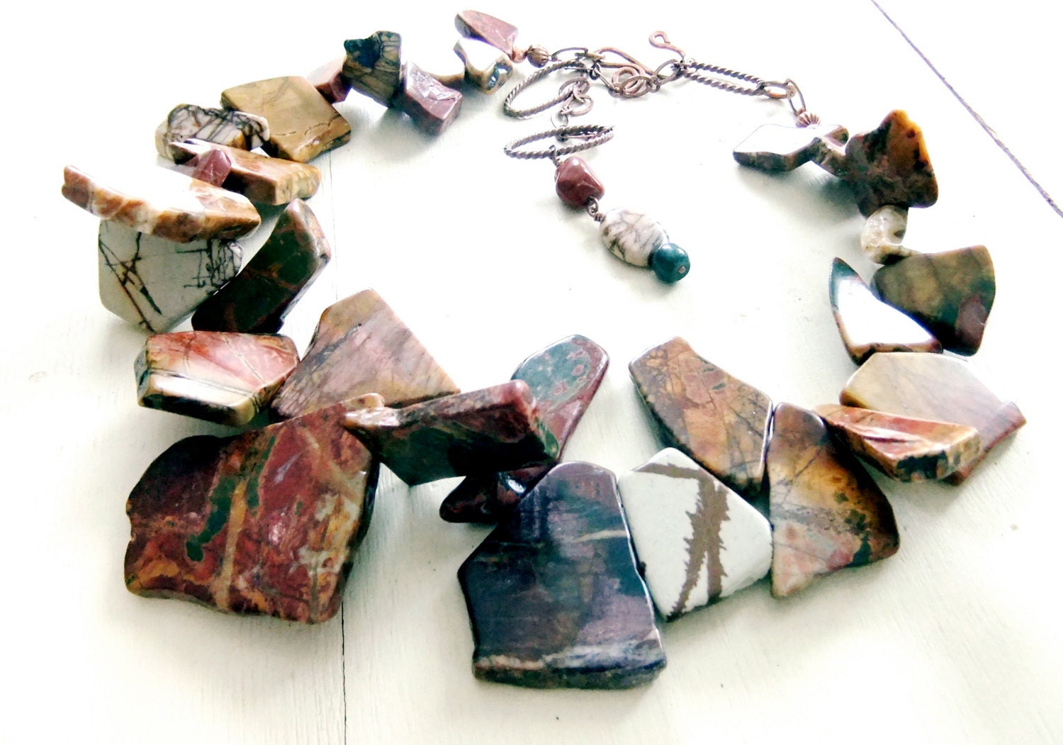 Yummy Landscape Agate Copper Petal Statement Necklace ROCK CANDY