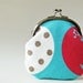 Coin purse - pink and white semicircles on sky blue