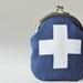 Tall coin purse - white plus sign on navy blue
