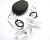 Steel & Quartz Crystal Points sterling silver earrings