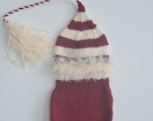 SALE OLd FaSHioNeD ChRiStMaS newborn Boy Girl ToY MaKeR HaT DiaPeR CoVeR Baby Photo Prop Wine Ivory FuZzy BRiM TaSsel Knit to Order PiCk Co