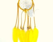 Yellow Dream Catcher, Goose Satinette Feathers