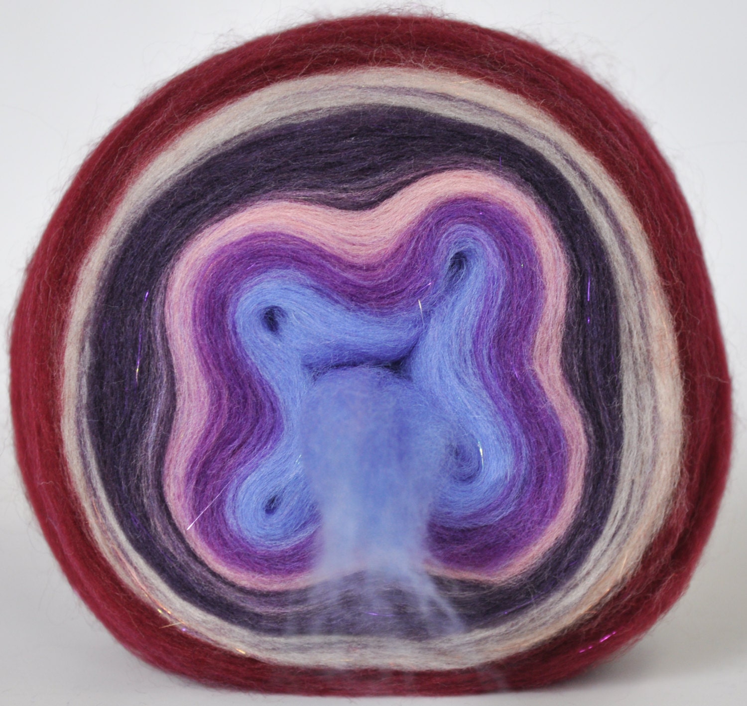 POTPOURRI- Self Striping Spontaneous Spinning Roving Bullseye Bump - (5.9 oz. center-pull bump)