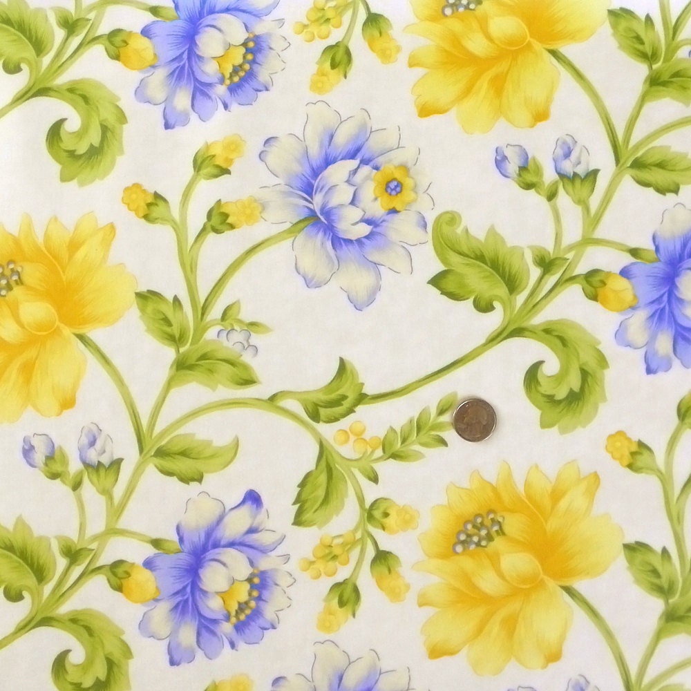 Laminated Cotton Fabric - Sunshine (cream) by April Cornell for Moda - 1 Yard