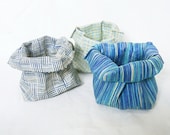 THREE for the PRICE of TWO Small fabric bowls - blue, set of three
