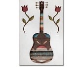 Guitar Country Music, Made in the Shade, Silhouette Wood Assemblage, In Stock Ready to Ship