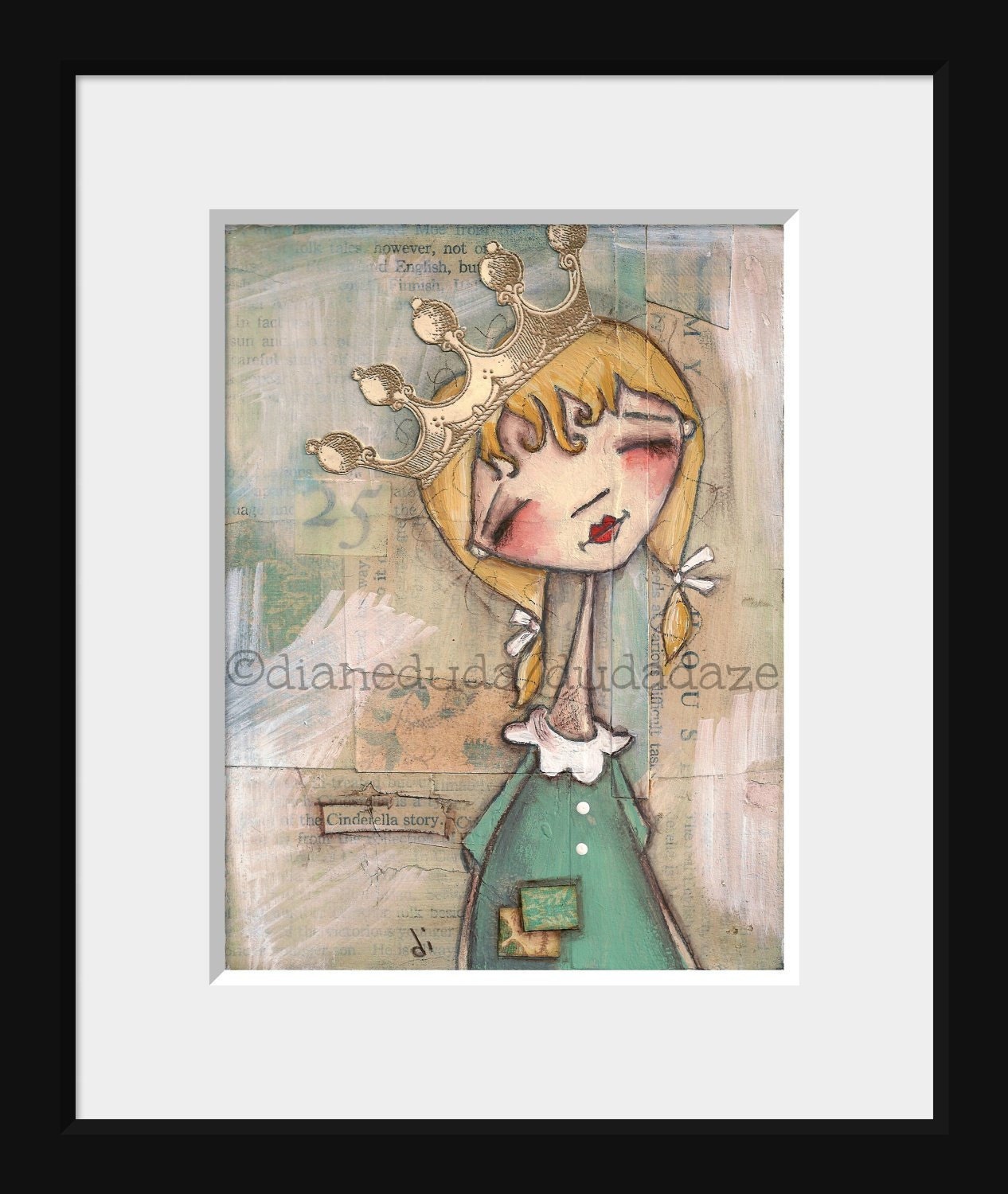 Print of my Original Folk Art Princess Painting - Cinderella Story