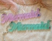 Frosted Acrylic Mermaid Necklace in Lilac or Seafoam