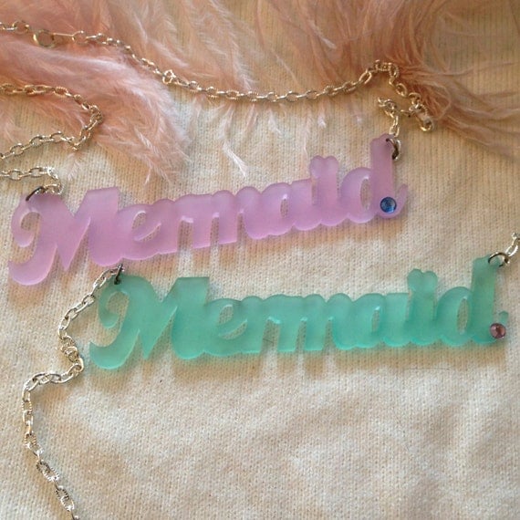 Frosted Acrylic Mermaid Necklace in Lilac or Seafoam