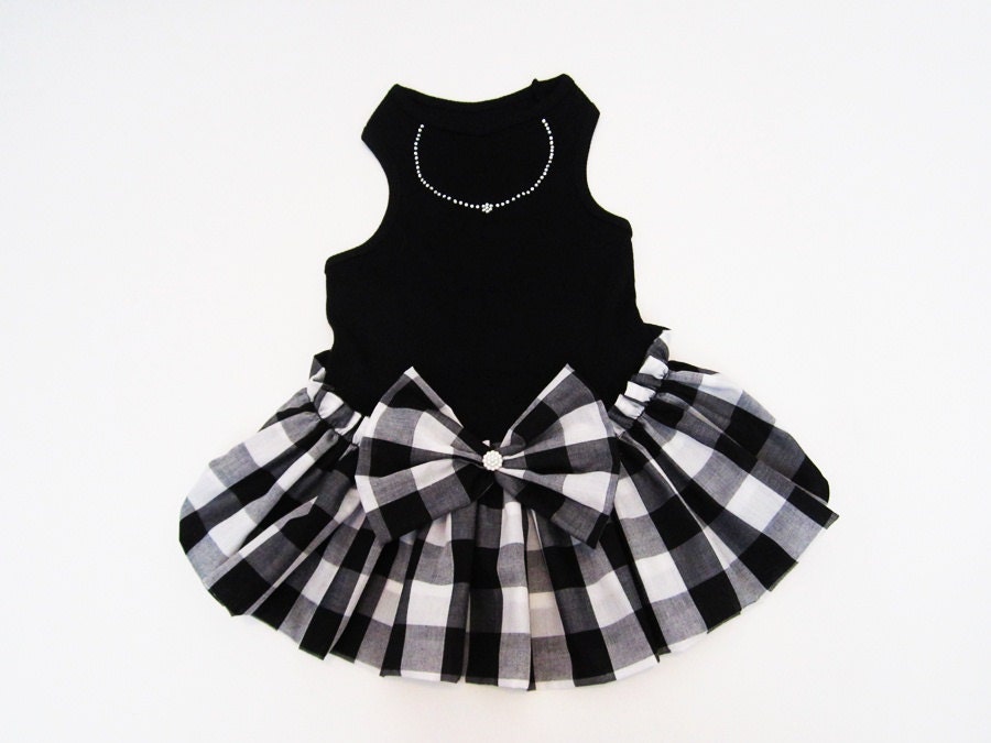 Black and White Color Block Check Dress Dog Dresses Dog Clothes