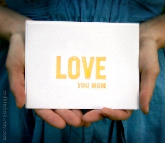 LOVE YOU MOM - One Flat Lettepressed Card
