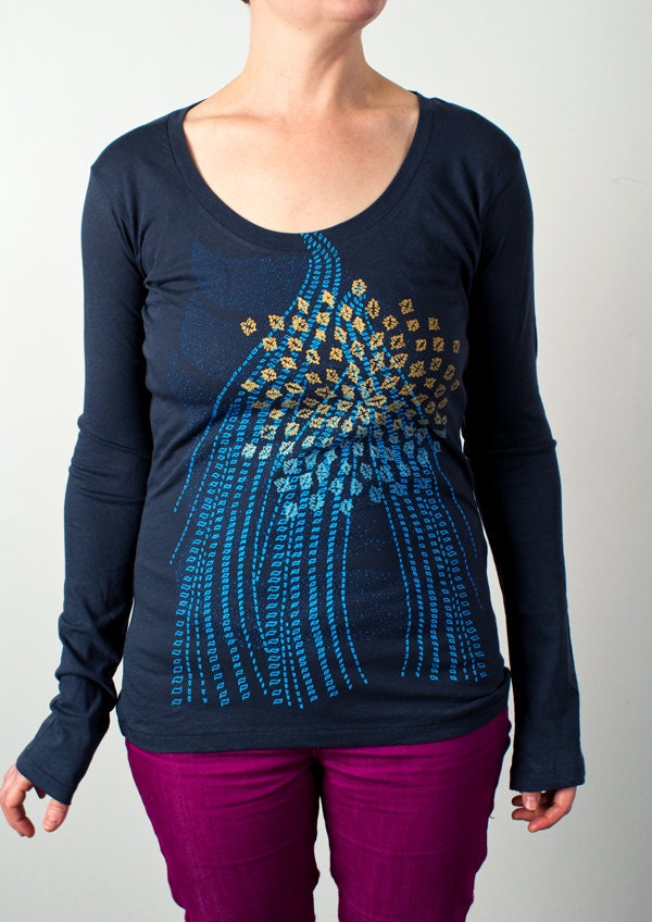 SALE - Macro Cosmic Organic Cotton L/S Scoopneck Tee - Soft Black