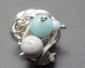 Maine Shell and Seafoam Amazonite Ring