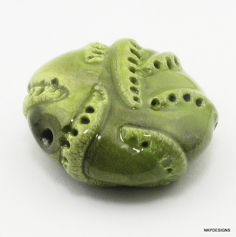 Vibrant Avacado Green Porcelain Bead