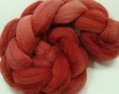 SALE Hand Dyed Corriedale Cross Top in Cinnamon Red Hot Semi Solid