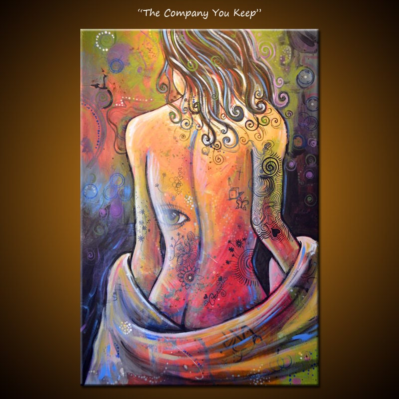 Amy Giacomelli Painting Nude Woman Wall Decor Original Art... 24 x 36 ... "The Company You Keep"