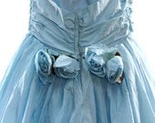 50s Prom Dress / Bridesmaid Gown / Formal / Bustle Dress / Pale Blue