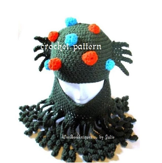 crochet pattern digital download cthulhu headdress helmet cap