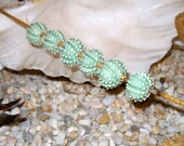 1 ceramic sea urchin beads mint green light green handmade ceramic spikey spiney beads choose qty