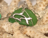 Seaglass and Sterling Dolphin Necklace