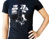 ON SALE You Mow Girl Women's Tee-Gertie the Bavarian Bar Maid-Hand Printed Cotton-Black- Spring Fashion