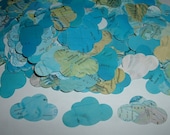 100 CLOUDS Vintage Atlas Map Punches - Lovely Travel Theme Table Confetti