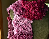 Red and Pink Gala Scarf Lofty Scarf with Fringe