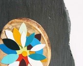 Spring Seed in Bloom Original paper collage by Tracy Melton on reclaimed plywood from the sea modern art on wood