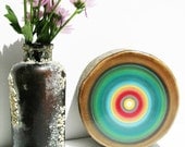 one VERY LARGE eco friendly geometric painted tree rings midcentury modern chic art D21