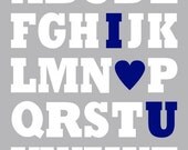 Boy Nursery Decor - Alphabet Print - ABC Nursery Wall Art - ANY COLOR Combo or Navy and Grey 11x14 - Chunky Block Letters