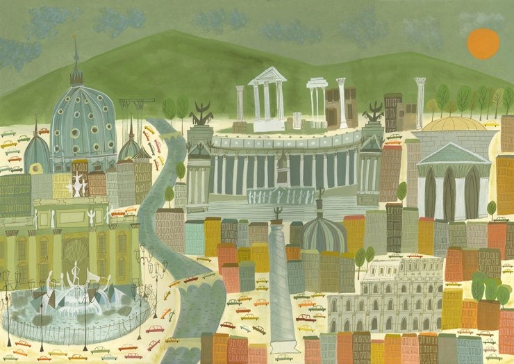 Rome.  Limited edition 24"x38" print by Matte Stephens.