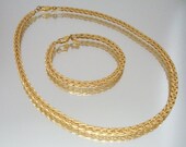Monet Bracelet Necklace Flat Link Vintage Jewelry