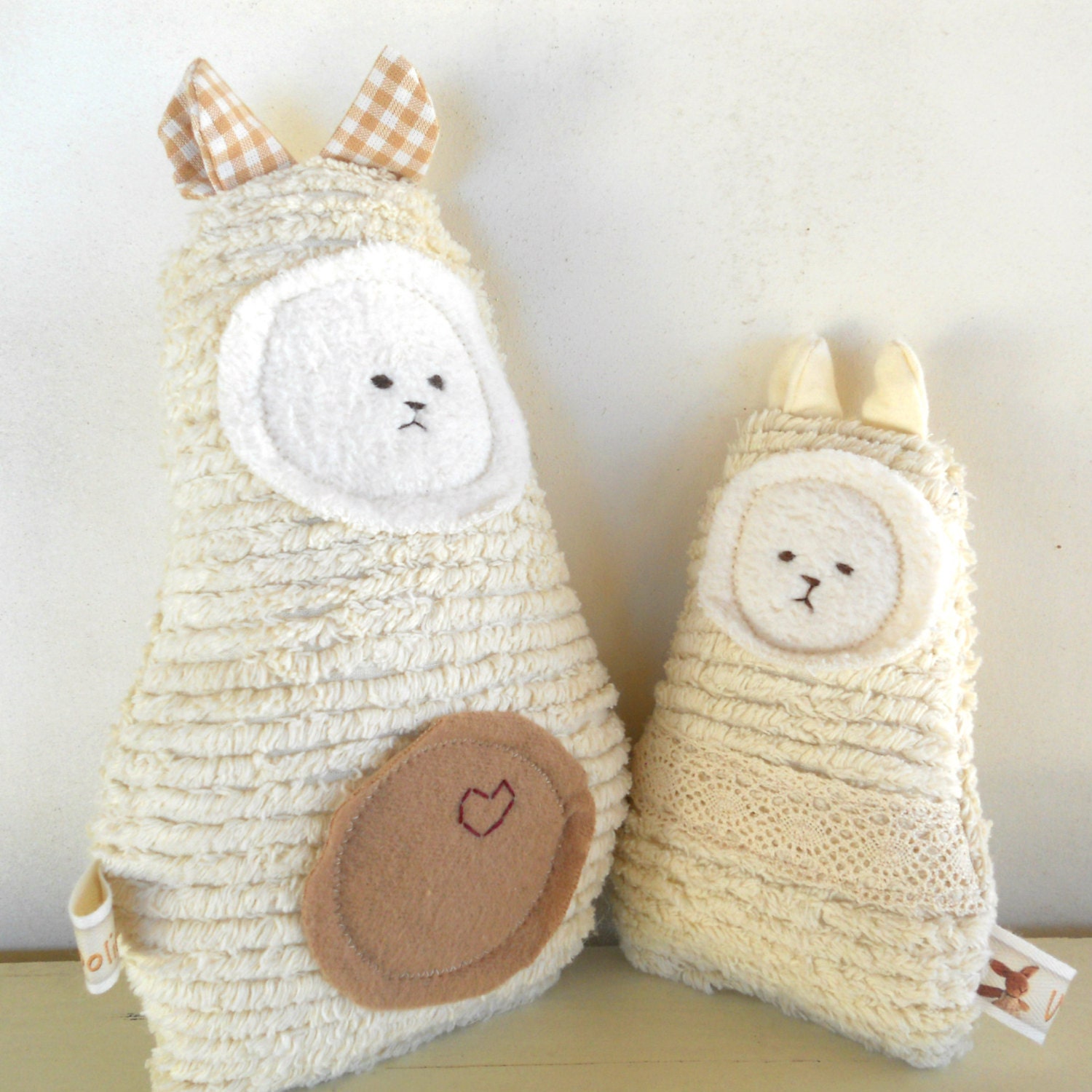 Waldorf Toy, Eco Kids Toy, Soft Bunny Rabbit Doll,  Momma and Baby, Natural, Eco-Friendly Baby Shower Toy