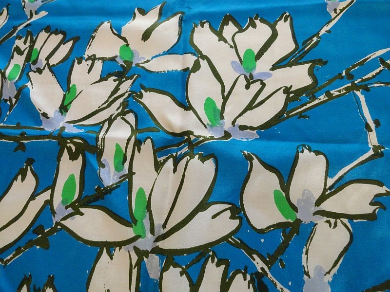 Vintage 70s Vera Neumann Dogwood Floral Silk Square Scarf Japan